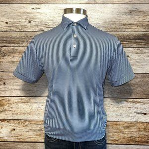 Peter Millar Summer Comfort Golf Polo Shirt Mens Medium Blue Striped Lightweight